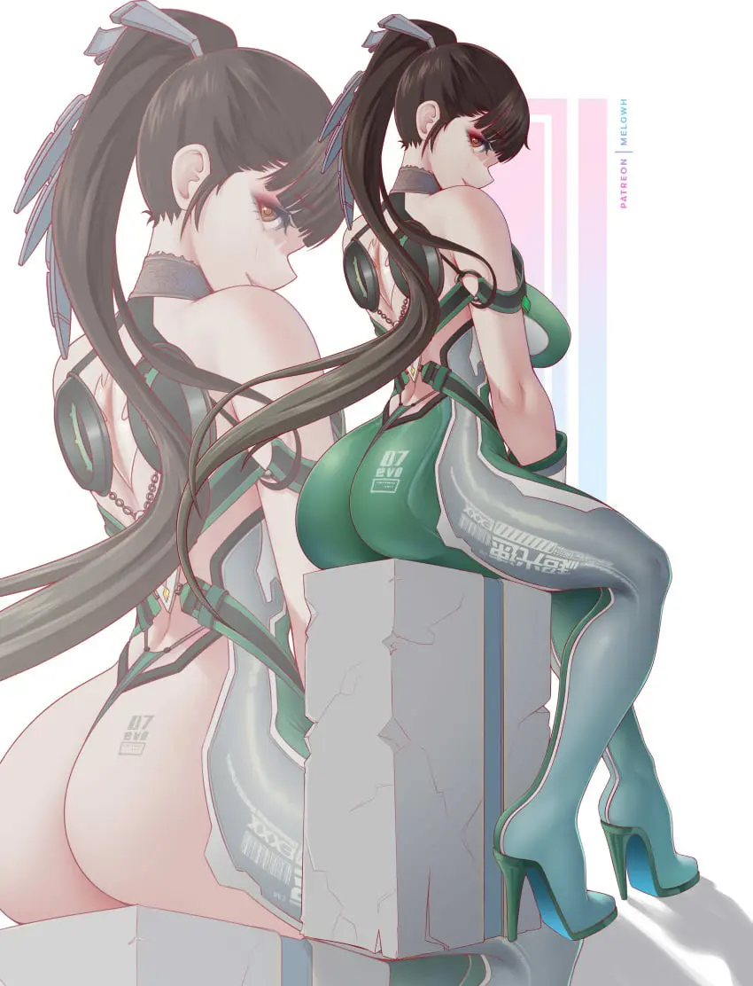 Image 1girls,breasts,brown_eyes,female,hi_res,light-skinned_female,light_skin,long_hair,ass,huge_ass,thick_thighs,thighs,wide_hips,hips,huge_breasts,brown_hair,bodysuit,eve_(stellar_blade),stellar_blade,naughty_face,melowh