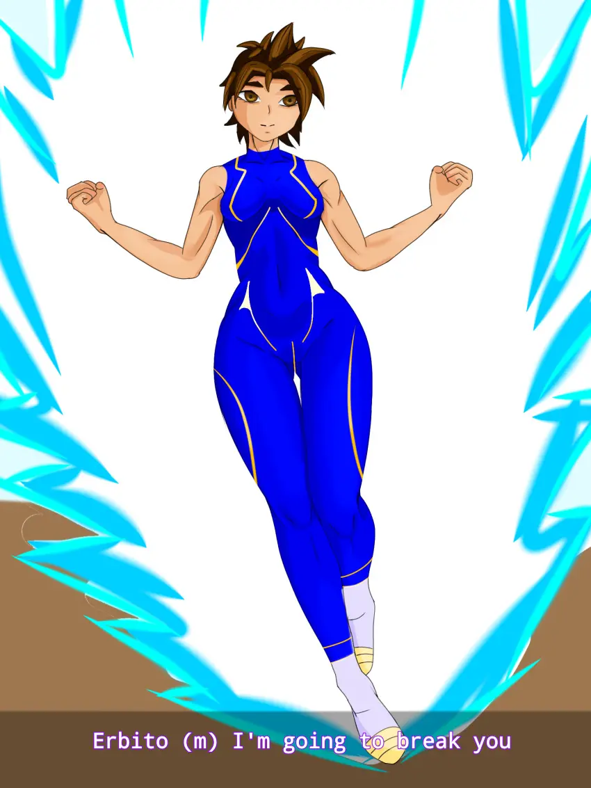 Image text,brown_hair,rule_63,saiyan,aura,laiunside,warriors_of_the_universe,erbito