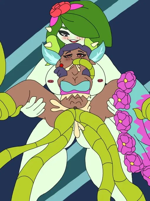 Image female,cum,cum_in_mouth,pussy,cum_in_pussy,cum_inside,green_skin,black_body,shantae,no_shading,dryad,shantae_and_the_seven_sirens,water_lily_siren,vera_(shantae)